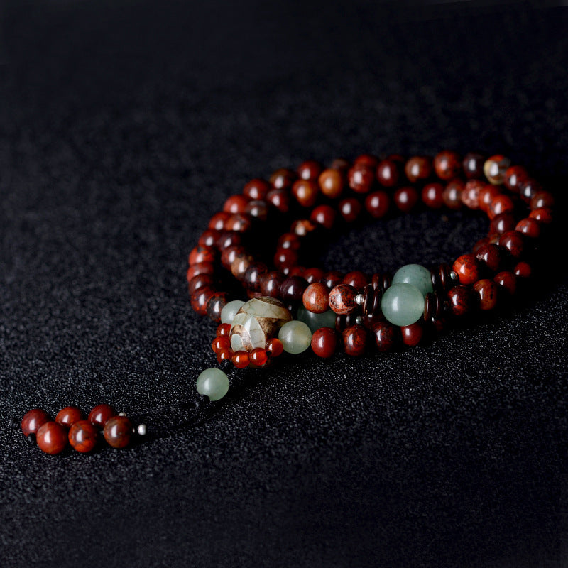 Hongshi Dongling jade beaded hand string