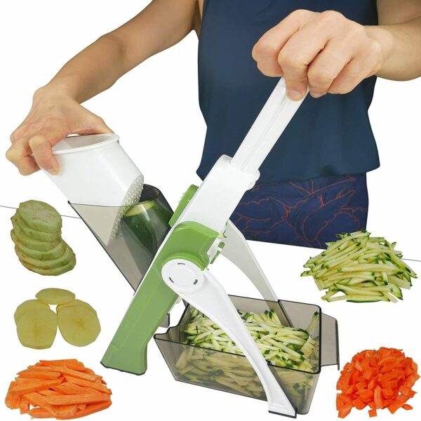 4 In 1 Vegetable Cutter Chopper Adjustable Multi-Function Drum Cutter Vertical Vegetable Cutter Kitchen Shredder Grater Artifact