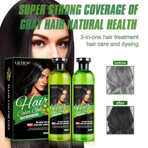 Lichen Natural Black Hair colour Gel 500ml × 2 ( New Advanced Technology )