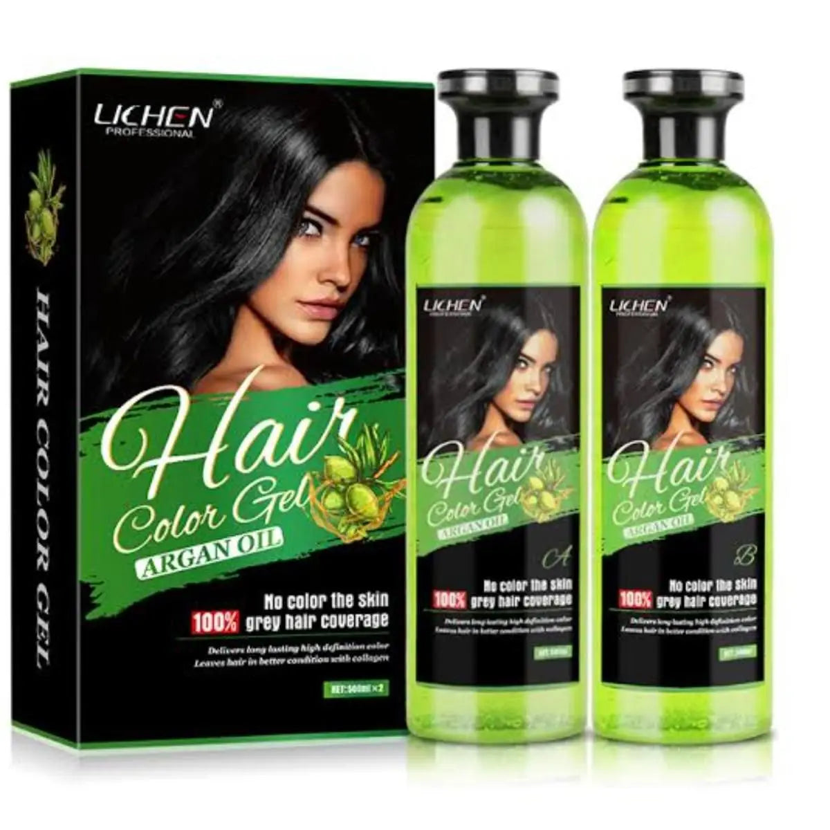 Lichen Natural Black Hair colour Gel 500ml × 2 ( New Advanced Technology )